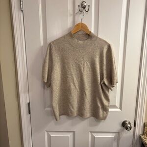 a new day Women's Light Tan Soft Mock Neck Short Sleeve Sweater XXL